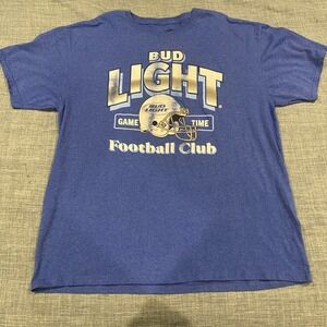 Bud Light Football Club T Shirt Blue XL Graphic Tee Mens Game Time